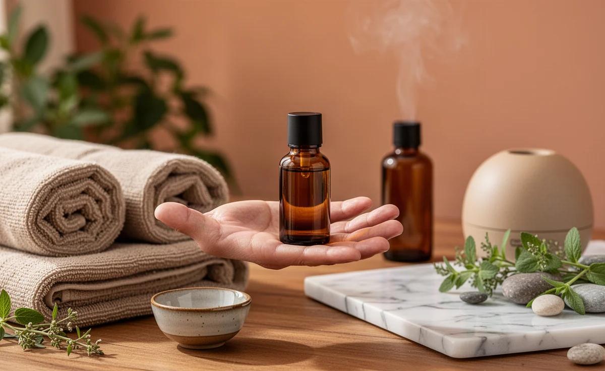Selbstmassage Nacken und Hände mit ätherischen Ölen