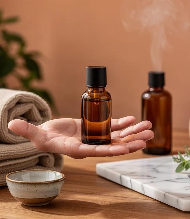 Selbstmassage Nacken und Hände mit ätherischen Ölen
