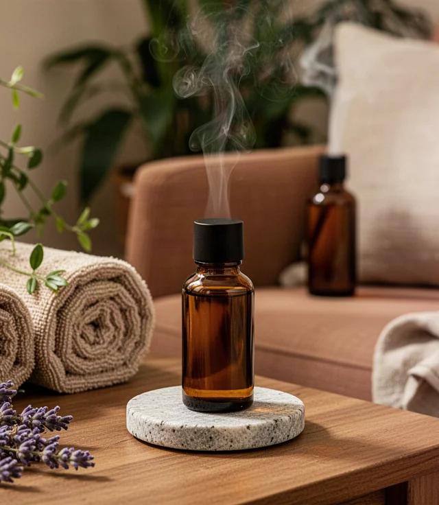 Massage en couple le soir aux huiles essentielles