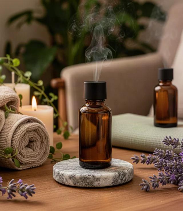 Ritual de masaje en pareja por la noche con Balance y Lavanda
