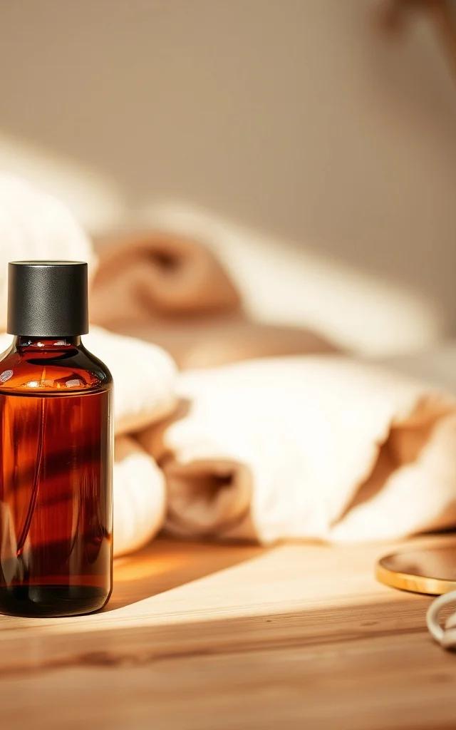 Serviettes chaudes et huiles essentielles pour un rituel