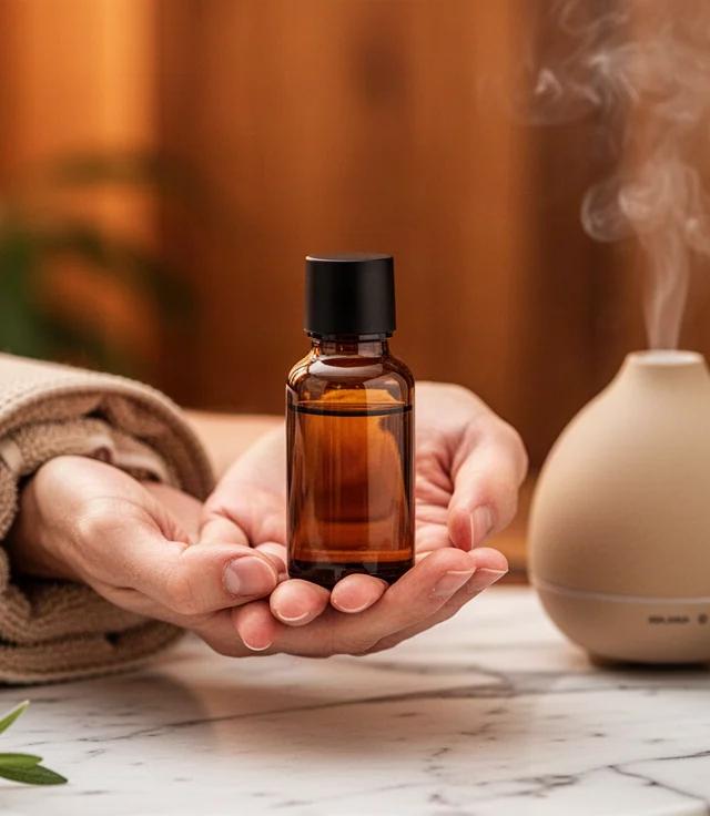 Hand zelfmassage met etherische oliën