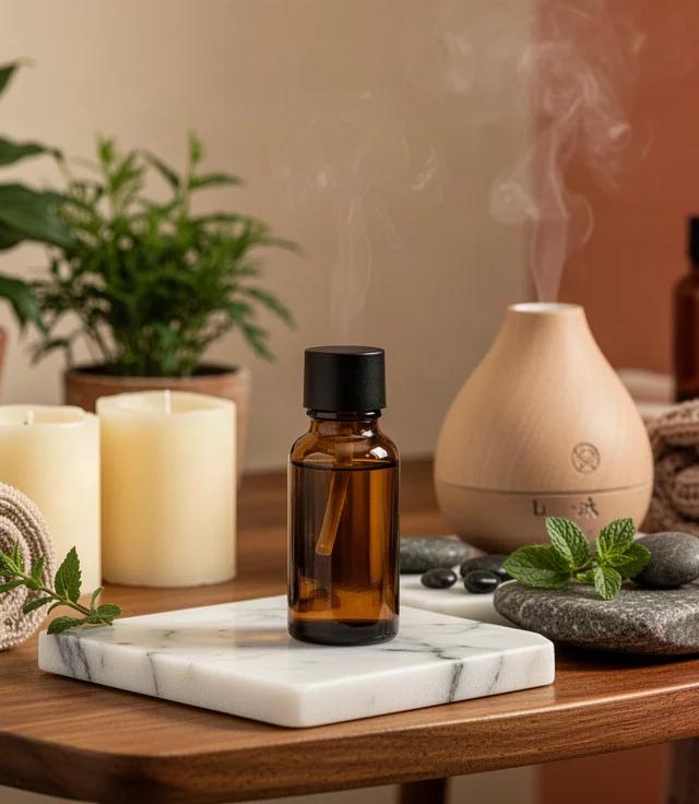 Abendliches Massageritual zu zweit mit ätherischen Ölen