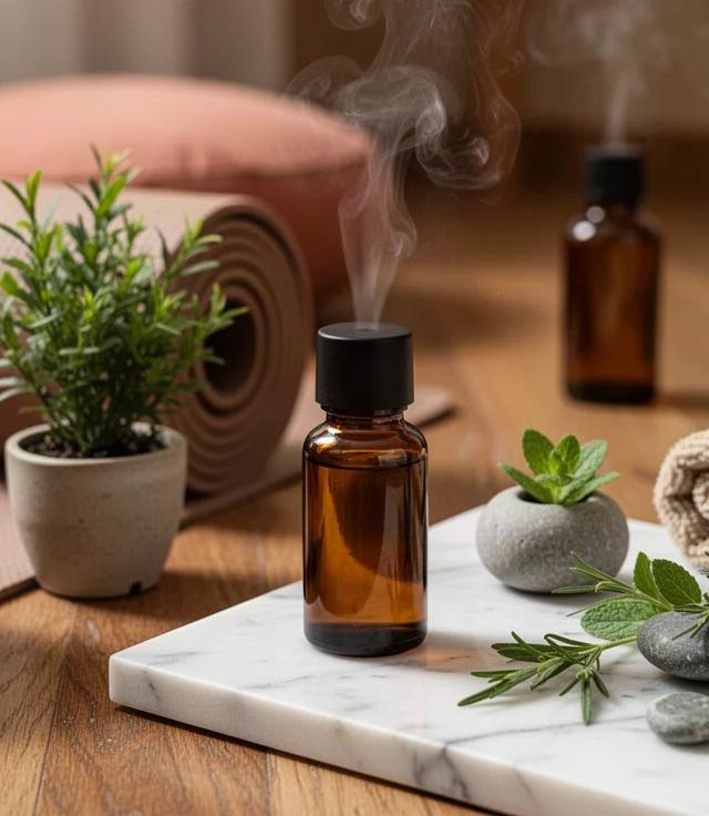Yoga met etherische oliën ochtendritueel thuis